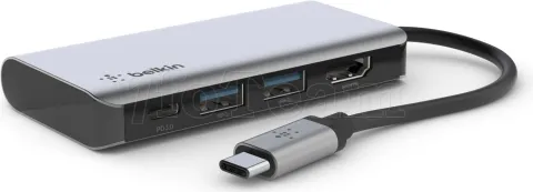 Photo de Adaptateur Belkin Connect USB-C vers HDMI, 2x USB-A et USB-C 100W (Gris)