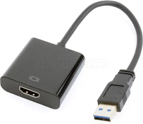 Photo de Adaptateur CableXpert USB-A vers HDMI 1.4 M/F 15cm (Noir)