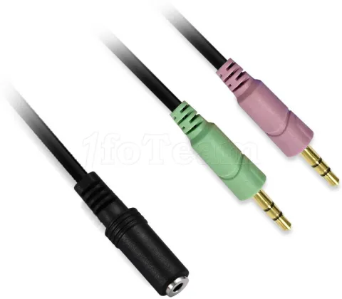 Photo de Adaptateur D2 Diffusion 2x Jack 3"1/2 M vers Jack 3"1/2 F 4 pôles (casque + micro) 0.20cm