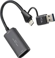 Photo de Adaptateur Nanocable USB-C/USB-A mâle vers HDMI femelle (Gris)