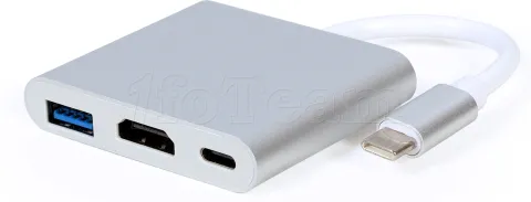 Photo de Adaptateur USB-C 3.0 CableXpert 02-SG vers HDMI, 1x USB-A ,1x USB-C (Gris)