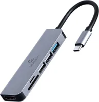 Photo de Adaptateur USB-C 3.0 CableXpert 6-02 vers HDMI, 3x USB-A ,1x USB-C et SD/MircroSD (Gris)