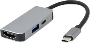 Photo de Adaptateur USB-C 3.1 CableXpert 3-02 vers HDMI, 1x USB-A ,1x USB-C (Gris)