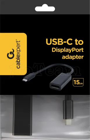 Photo de Adaptateur USB-C CableXpert vers DisplayPort 1.2 M/F 15cm (Noir)