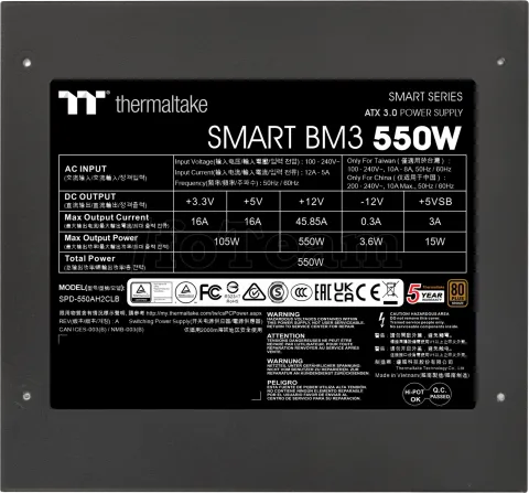 Photo de Alimentation ATX Thermaltake Smart BM3 - 550W (Noir)