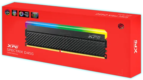 Photo de Barrette mémoire 16Go DIMM DDR4 Adata XPG Spectrix D45 RGB 3600Mhz (Noir)