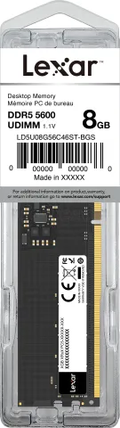 Photo de Barrette mémoire 8Go DIMM DDR5 Lexar 5600MHz (Noir)