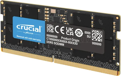 Photo de Barrette mémoire SODIMM DDR5 8Go Crucial 5600Mhz (Noir)