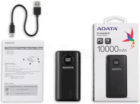 Photo de Batterie externe USB Adata P10000QCD - 10000mAh 22,5W (Noir)
