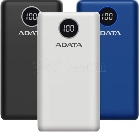 Photo de Batterie externe USB Adata P20000QCD - 20000mAh 15W (Blanc)