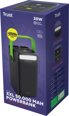 Photo de Batterie externe USB Trust Redoh XXL - 50000mAh 185W (Noir/Vert)