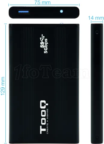 Photo de Boitier externe USB 3.1 TooQ TQE-2524 - S-ATA 2,5" (Noir)