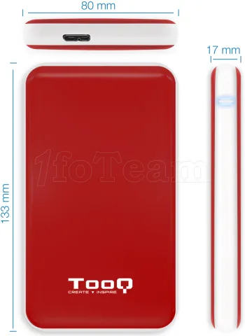 Photo de Boitier externe USB 3.1 TooQ TQE-2528 - S-ATA 2,5" (Rouge)