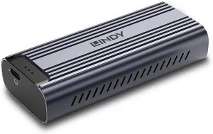 Photo de Boitier externe USB-C 4 Lindy - NVMe M.2 Type 2280 (Gris)