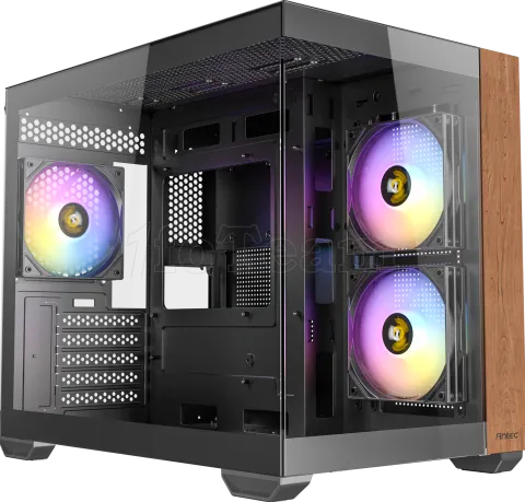 Photo de Boitier Mini Tour Micro-ATX Antec CX600M Wood RGB avec panneaux vitrés (Noir)