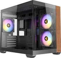 Photo de Boitier Mini Tour Micro-ATX Antec CX600M Wood RGB avec panneaux vitrés (Noir)