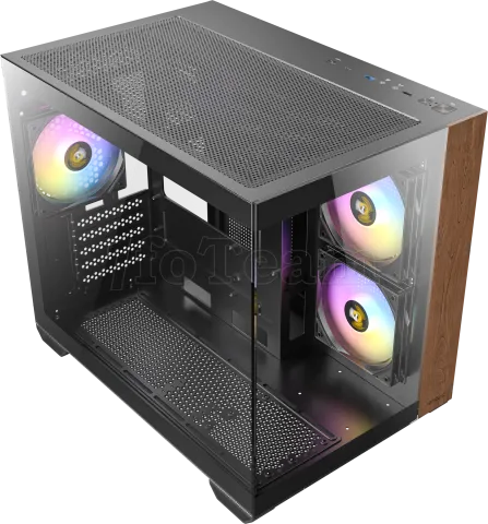 Photo de Boitier Mini Tour Micro-ATX Antec CX600M Wood RGB avec panneaux vitrés (Noir)