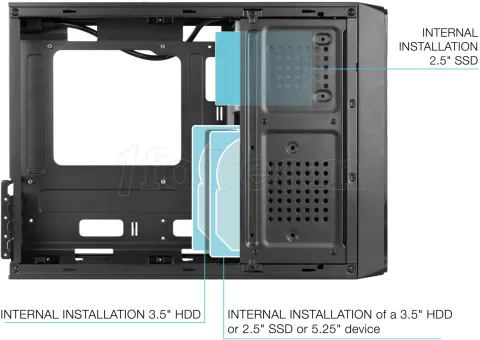 Photo de Boitier Mini Tour Micro ATX TooQ Slim TQC-3007U3C avec alimentation SFX 500W (Noir)