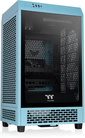 Photo de Boitier Mini Tour Mini ITX Thermaltake The Tower 200 avec panneaux vitrés (Bleu)