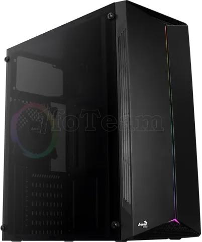 Photo de Boitier Moyen Tour ATX AeroCool Split Tempered Glass RGB avec panneau vitré (Noir)