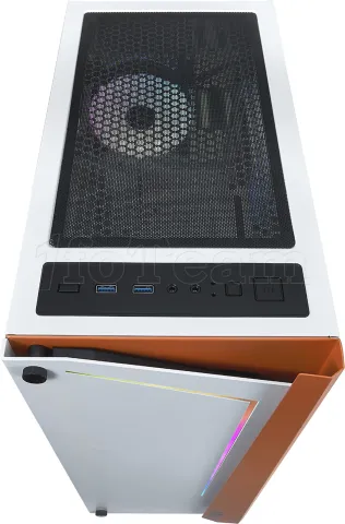 Photo de Boitier Moyen Tour ATX Azza Apollo RGB avec panneau vitré (Blanc/Orange)