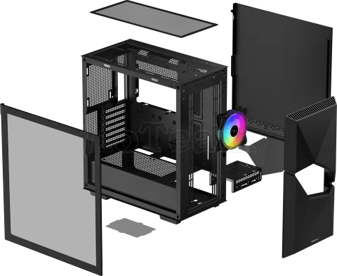 Photo de Boitier Moyen Tour ATX DeepCool Cyclops RGB avec panneau vitré (Noir)