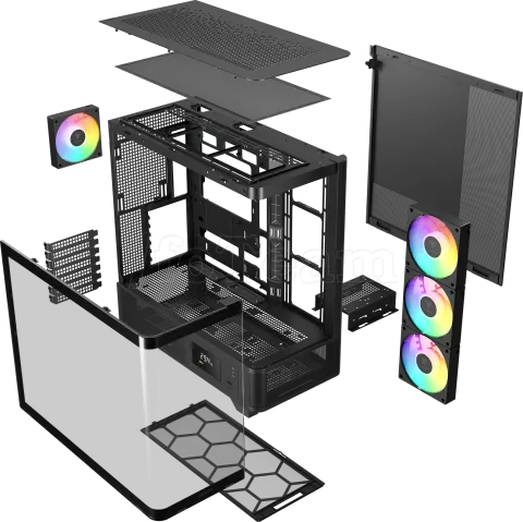 Photo de Boitier Moyen Tour ATX Gamdias Atlas P2 CG RGB avec panneaux vitrés (Noir)