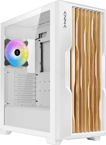 Photo de Boitier Moyen Tour E-ATX Azza Guardian Wood RGB avec panneau vitré (Blanc/Marron)