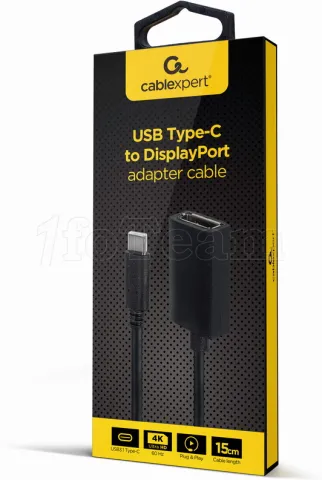 Photo de Cable adaptateur CableXpert USB-C vers DisplayPort 15cm M/F (Noir)