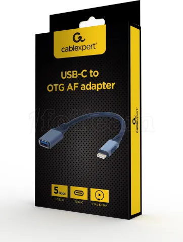 Photo de Câble Adaptateur CableXpert USB-C/A OTG MF 15cm (Gris)