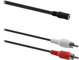 Photo de Cable audio T'nB Jack 3,5mm vers 2x RCA 2m F/M (Noir)