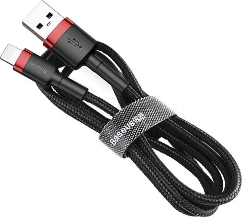 Photo de Cable Baseus Cafule USB Type A - Lightning M/M 1m (Noir/Rouge)