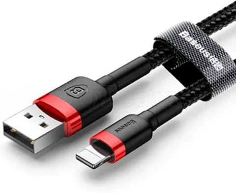Photo de Cable Baseus Cafule USB Type A - Lightning M/M 1m (Noir/Rouge)