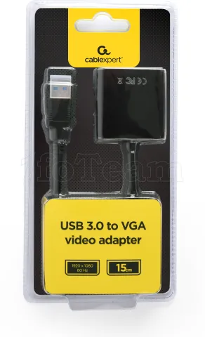 Photo de Câble Convertisseur CableXpert USB-A vers VGA MF 15cm (Noir)