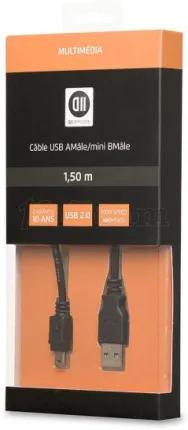 Photo de Cable D2 Diffusion USB 2.0 type A - Mini B M/M 1,5m (Noir)