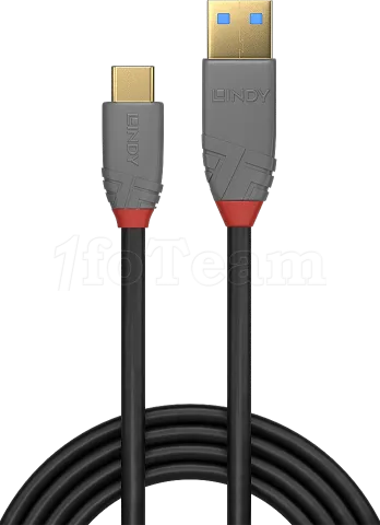 Photo de Cable Lindy Anthra Line USB-A/C 3.2 - 2m M/M (Gris/Rouge)