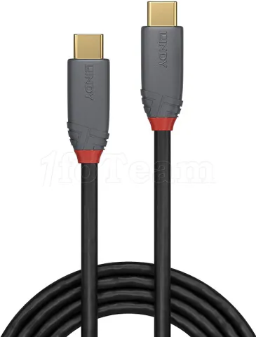 Photo de Cable Lindy Anthra Line USB-C 3.2 - 2m M/M (Gris/Rouge)