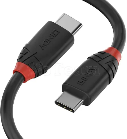 Photo de Cable Lindy Black Line USB-C 3.2 - 0.5m M/M (Gris/Rouge)