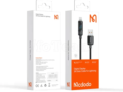 Photo de Câble Mcdodo Battery Level USB-C vers Lightning avec écran 1,2m M/M 36W (Noir)