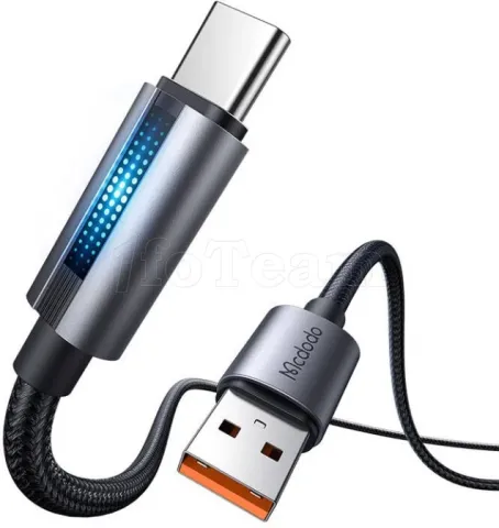 Photo de Câble Mcdodo Breathing Light USB-A/C avec écran 1,2m M/M 100W (Gris/Noir)