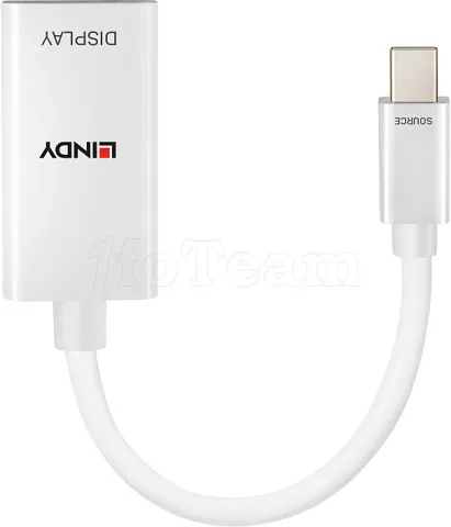 Photo de Câble Mini DisplayPort 1.2 Lindy vers HDMI 2.0 M/F 15cm (Blanc)