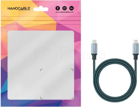 Photo de Câble Nanocable USB-C 3.2 M/M 2m 100W (Gris)