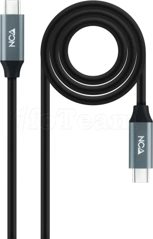 Photo de Câble Nanocable USB-C 3.2 M/M 2m 100W (Noir/Gris)