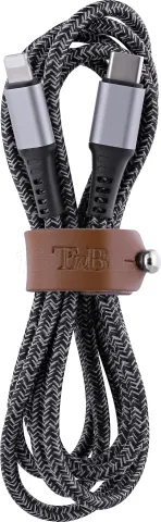 Photo de Câble T'nB USB-C - Lightning M/M 1,5m (Noir/Gris)