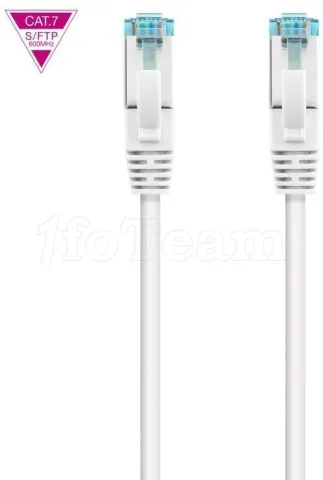 Photo de Câble/Cordon réseau RJ45 Nanocable Catégorie 7 S-FTP (S/FTP) Droit 1m (Blanc)