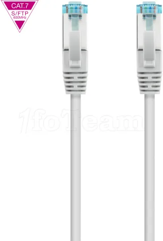 Photo de Câble/Cordon réseau RJ45 Nanocable Catégorie 7 S-FTP (S/FTP) Droit 25cm (Gris)