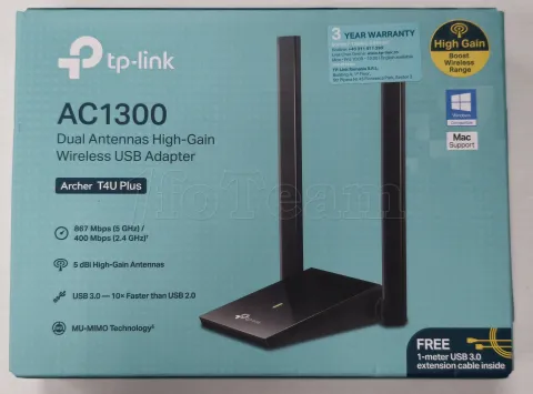 Photo de Carte Réseau USB WiFi TP-Link Archer T4U Plus (AC1300) - SN 2241473003755 - ID 213662