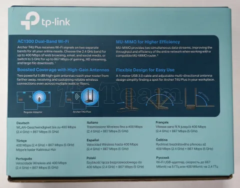 Photo de Carte Réseau USB WiFi TP-Link Archer T4U Plus (AC1300) - SN 2241473003755 - ID 213662