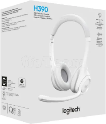 Photo de Casque filaire Logitech H390 (Blanc)