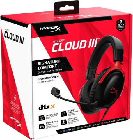 Photo de Casque Gamer filaire HyperX Cloud III (Noir/Rouge)